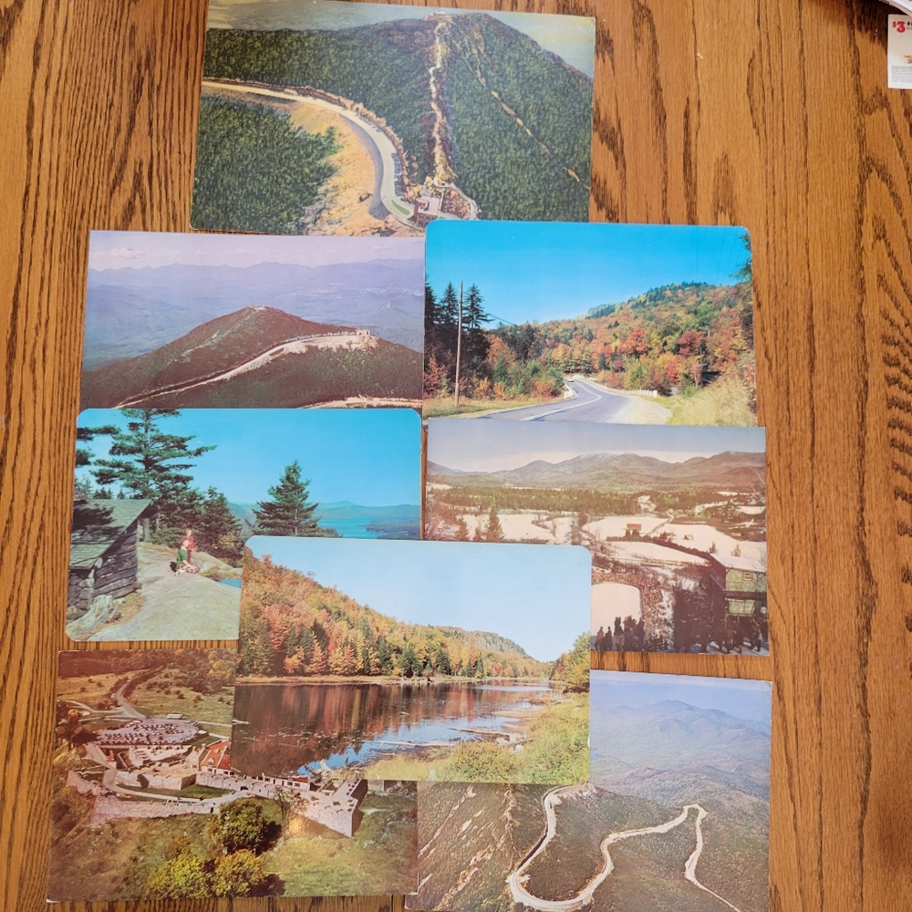 8 Big Vintage Postcards ~ New York ~ Adirondacks ~ Lake Placid ~ Bald Mt ~ FINAL